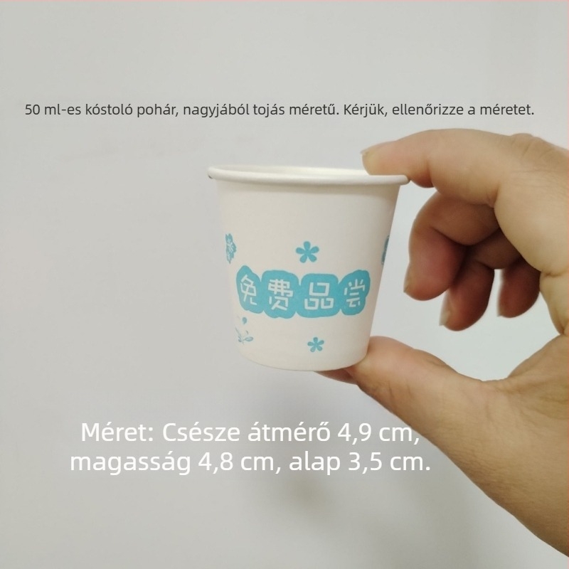 Mini papír kóstoló pohár, 30–50 ml, egyszer használatos