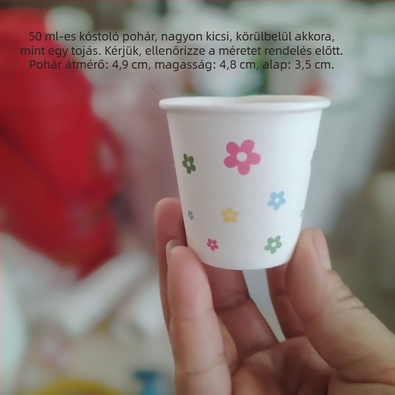 Mini papír kóstoló pohár, 30–50 ml, egyszer használatos