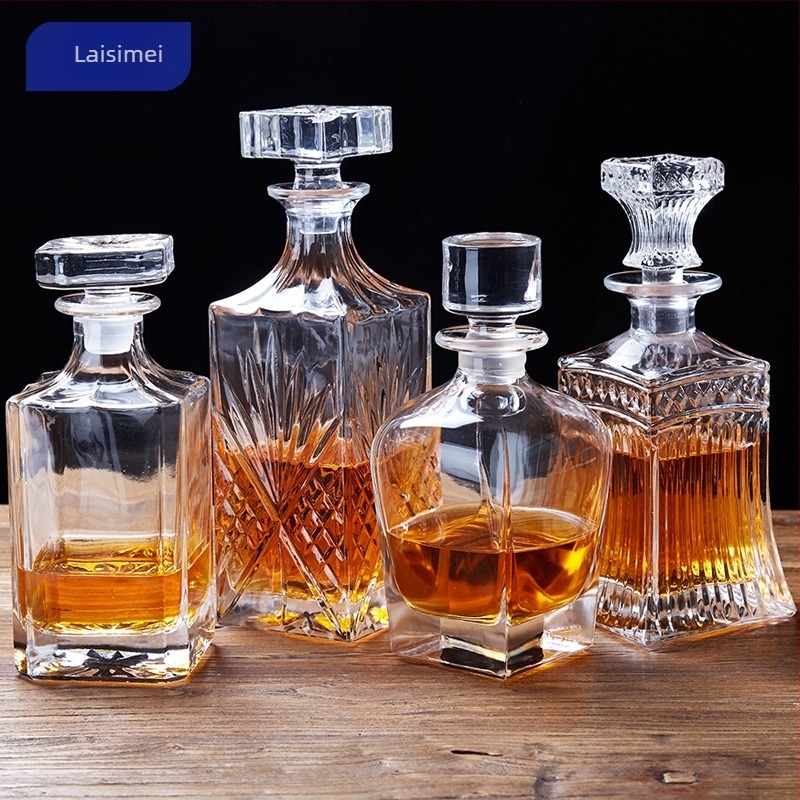 Európai stílusú boros dekantáló és whiskey adagoló, kristályüveg, nordic dizájn, 6 darabos készlet