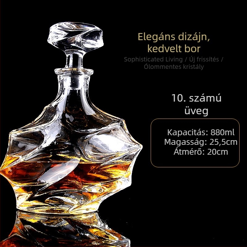 Európai stílusú boros dekantáló és whiskey adagoló, kristályüveg, nordic dizájn, 6 darabos készlet