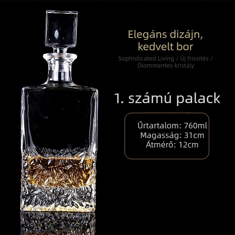 Európai stílusú boros dekantáló és whiskey adagoló, kristályüveg, nordic dizájn, 6 darabos készlet