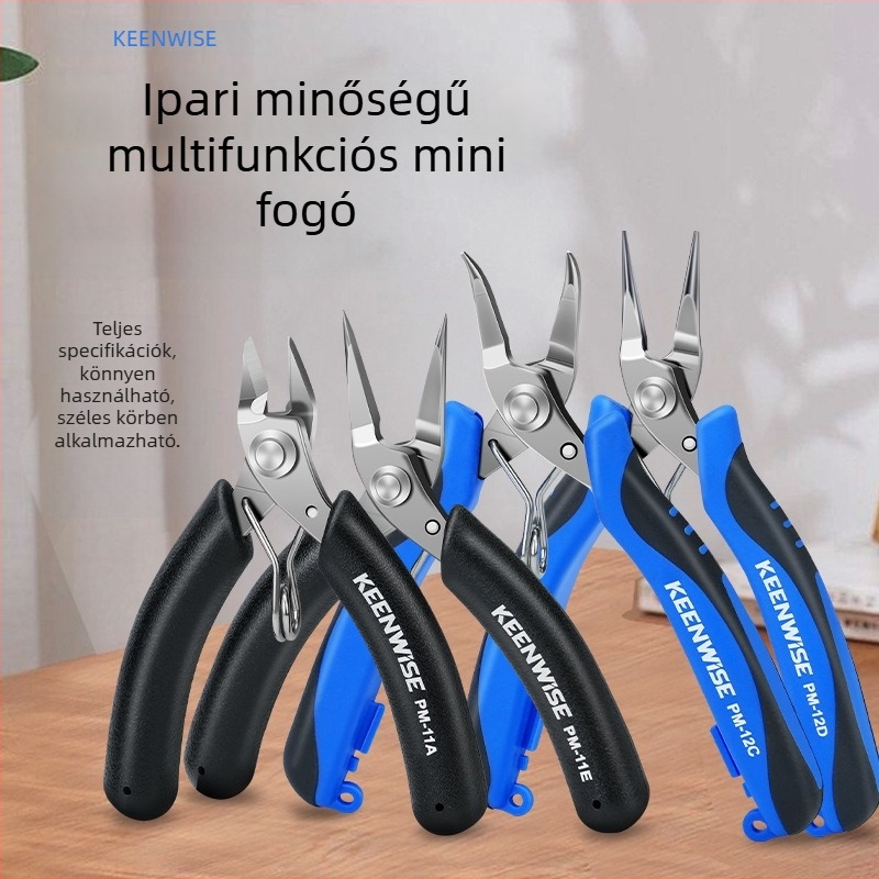 Qingwei Mini kézműves csipesz: hegyes végű, kis méretű, rozsdamentes acél, görbe orrú, sík- és kerek szájú, rugóval