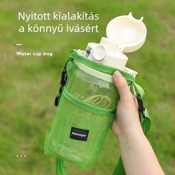Kültéri vízpalack tartó vállpánttal, keresztpántos kialakítás, túrázáshoz és hegymászáshoz, szigetelt, ütésálló, univerzális