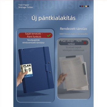 A3/A4 vizsgadolgozat mappa átlátszó betétekkel, dupla csipesz, PP anyag