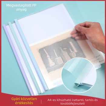 A4-es fájlmappa húzórúddal, átlátszó vastag műanyagból, CV-k és vizsgadolgozatokhoz