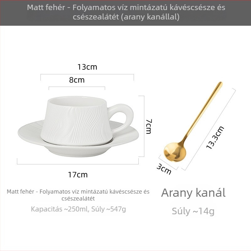 Kerámia kávéscsésze és alátét készlet, három darab, modern minimalista stílus, irodai reggelikhez
