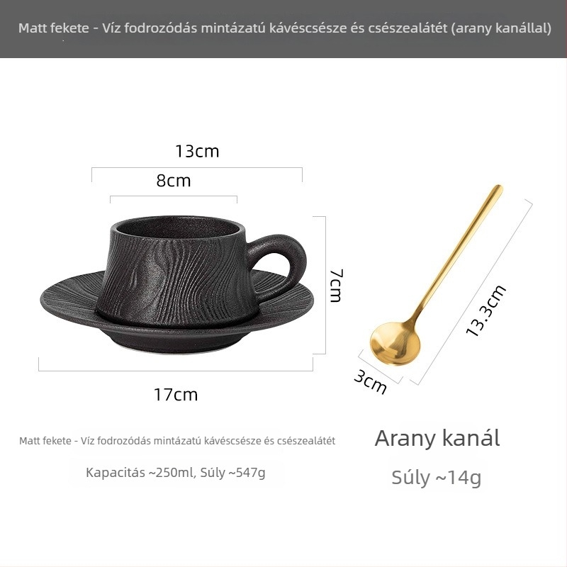 Kerámia kávéscsésze és alátét készlet, három darab, modern minimalista stílus, irodai reggelikhez