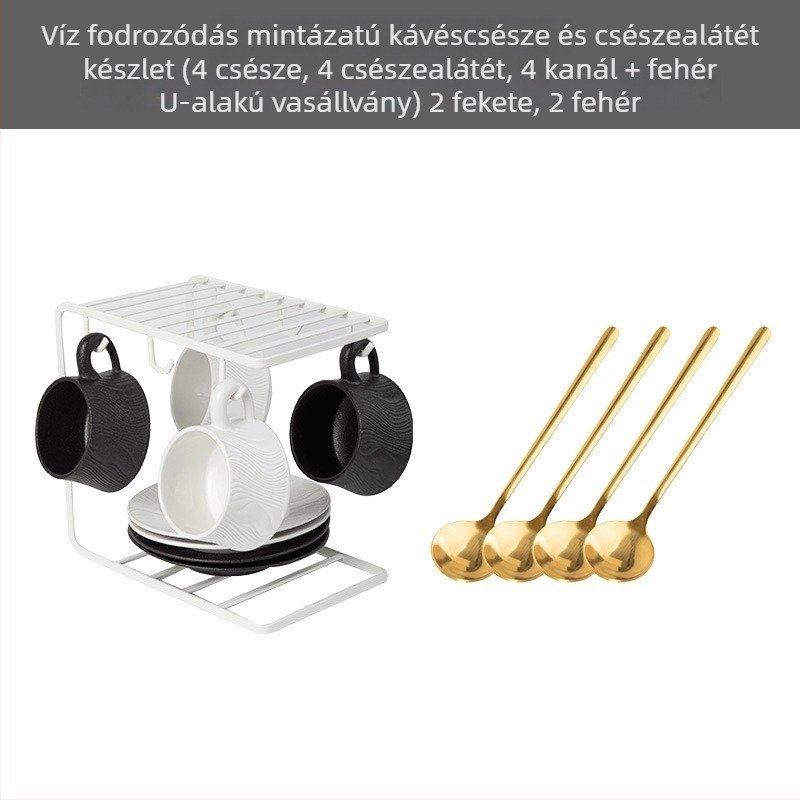 Kerámia kávéscsésze és alátét készlet, három darab, modern minimalista stílus, irodai reggelikhez