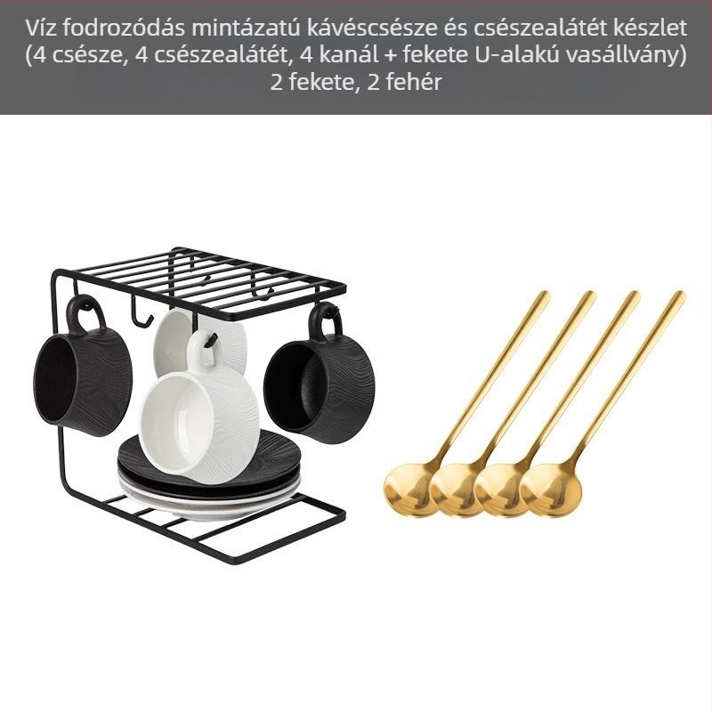 Kerámia kávéscsésze és alátét készlet, három darab, modern minimalista stílus, irodai reggelikhez