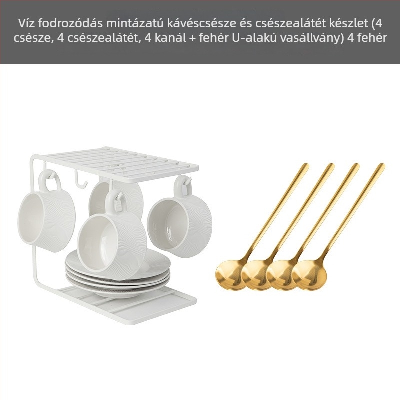 Kerámia kávéscsésze és alátét készlet, három darab, modern minimalista stílus, irodai reggelikhez
