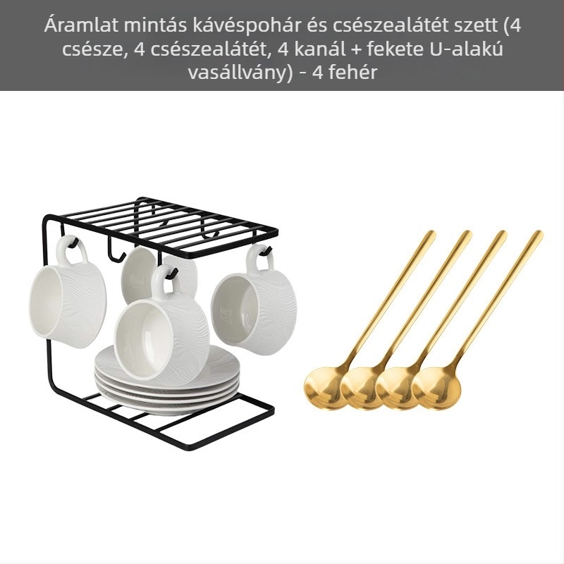 Kerámia kávéscsésze és alátét készlet, három darab, modern minimalista stílus, irodai reggelikhez
