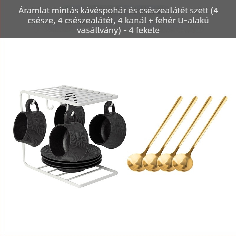 Kerámia kávéscsésze és alátét készlet, három darab, modern minimalista stílus, irodai reggelikhez
