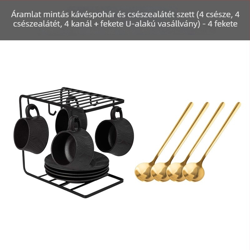 Kerámia kávéscsésze és alátét készlet, három darab, modern minimalista stílus, irodai reggelikhez
