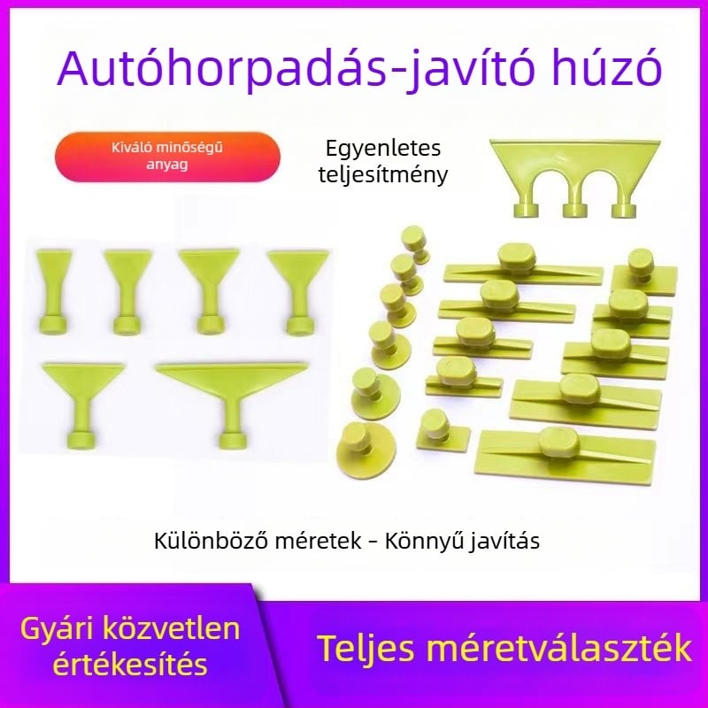 Autó karosszéria lemezeinek horpadásjavító szerszámkészlet húzókészlettel