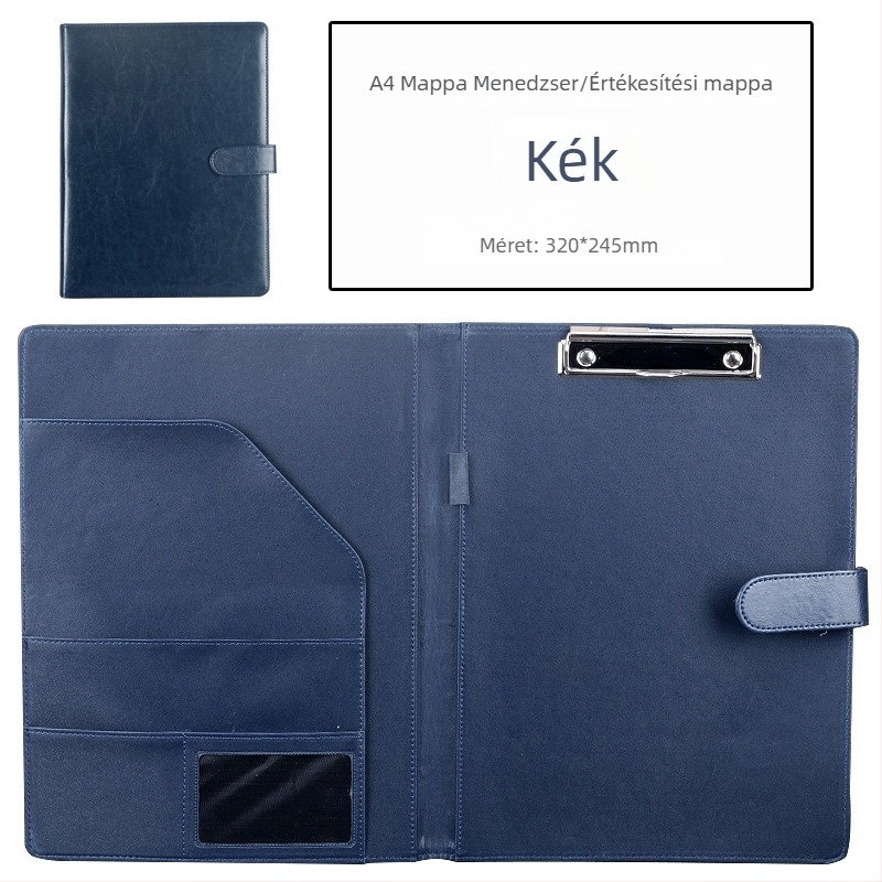 Többcélú üzleti mappa átlátszó betétekkel, A4-es lyukasztással, jegyzetek és szerződések tárolására