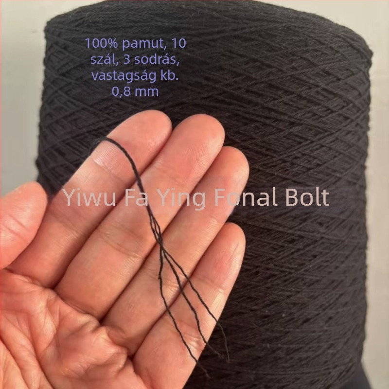 1 mm fekete 100% pamut húzózsinór fekete címkével, tiszta pamut, élelmiszer-minőség, nagy tekercs