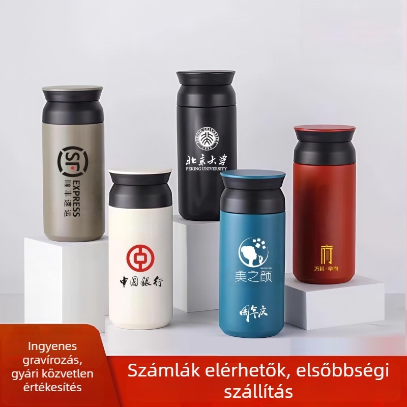 Harajuku-stílusú termosz pohár 304-es belső, 201-es külső rozsdamentes acélból, uniszex, kültéri sportokhoz, intelligens hőmérséklet-szabályozás, 6–12 órás szigetelés