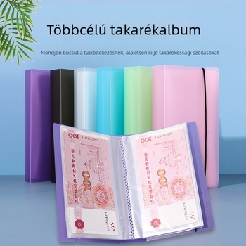 Műanyag pénzspóroló könyv, 200 érme kapacitással, A6 méret