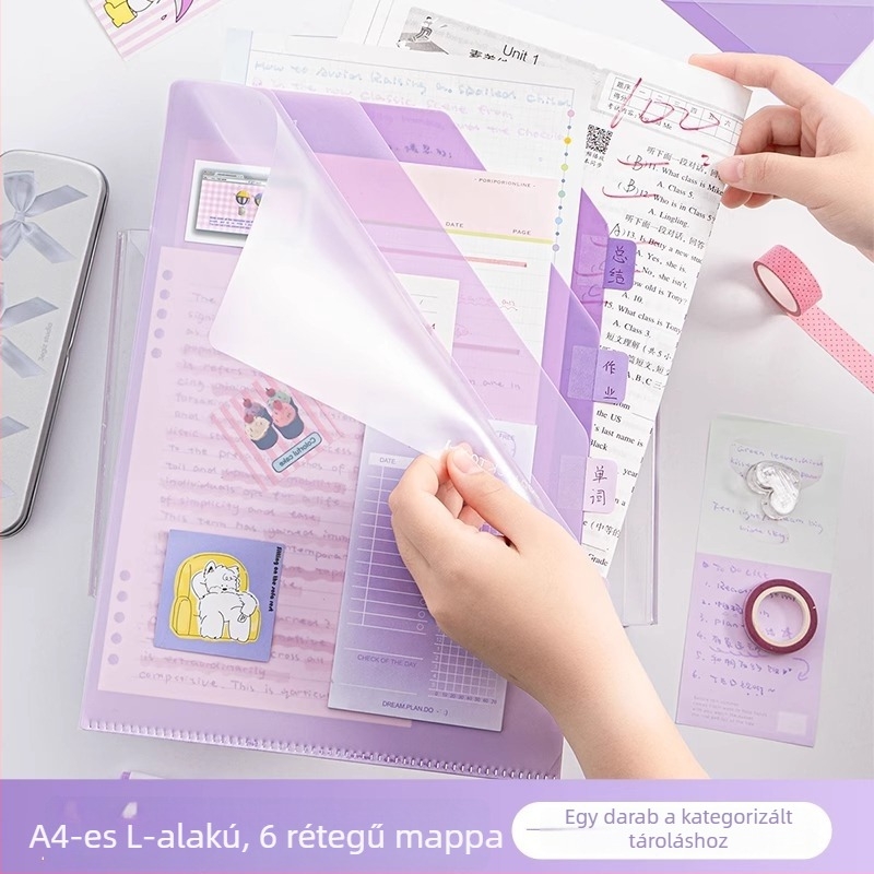 A4-es gradientes többszintes mappa csíptetővel, vastag, hordozható, nagy kapacitású, vízálló vizsgadokumentumok tárolására