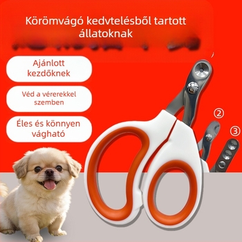 Macska- és kutyakorom vágó olló egy- vagy kettős kör alakú nyílással, kis körömvágó olló, háziállat-manikűr eszköz