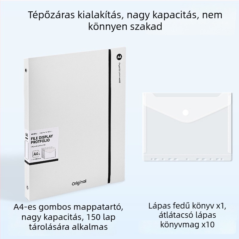 A4-es átlátszó dokumentum mappa, minimalistus irodai szervező, méret 32,3×26,5 cm
