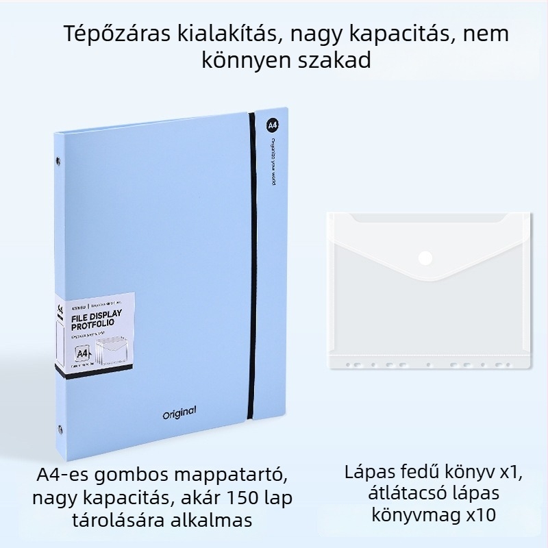A4-es átlátszó dokumentum mappa, minimalistus irodai szervező, méret 32,3×26,5 cm