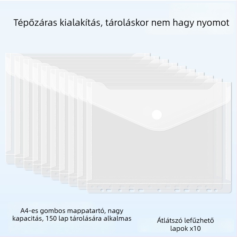 A4-es átlátszó dokumentum mappa, minimalistus irodai szervező, méret 32,3×26,5 cm