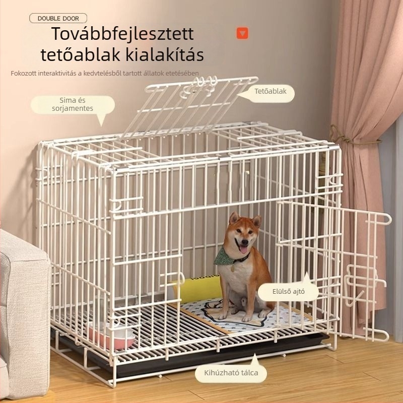 Belső toalettes kutyaketrec kis- és közepes méretű kutyáknak (Teddy, Corgi, Bichon), nagyobb házikedvenc ketrec macskák számára is