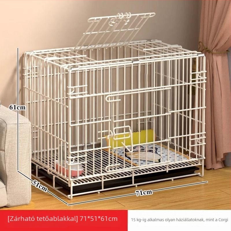 Belső toalettes kutyaketrec kis- és közepes méretű kutyáknak (Teddy, Corgi, Bichon), nagyobb házikedvenc ketrec macskák számára is