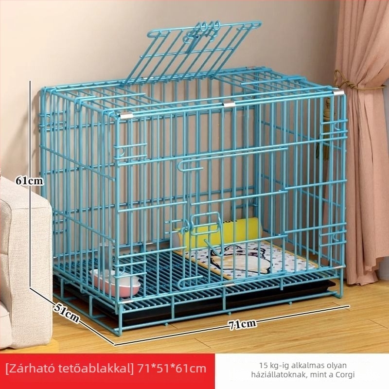 Belső toalettes kutyaketrec kis- és közepes méretű kutyáknak (Teddy, Corgi, Bichon), nagyobb házikedvenc ketrec macskák számára is