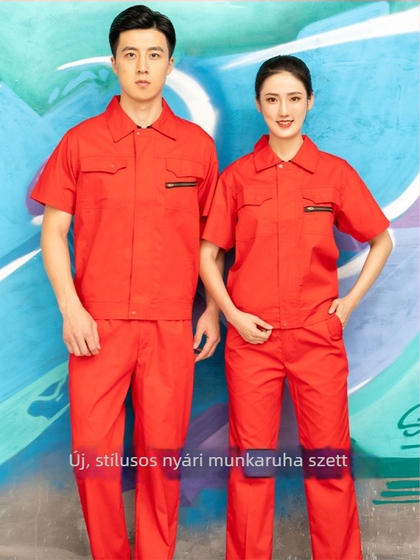 Antisztatikus poliészter-pamut munkaruha készlet, hosszú ujjú, fényvisszaverő csíkokkal, egyszínű, kopásálló.
