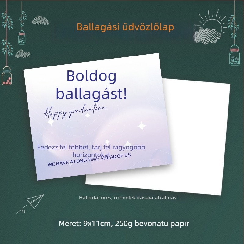Diplomás virágcsokor és kézzel írt üdvözlőlapok