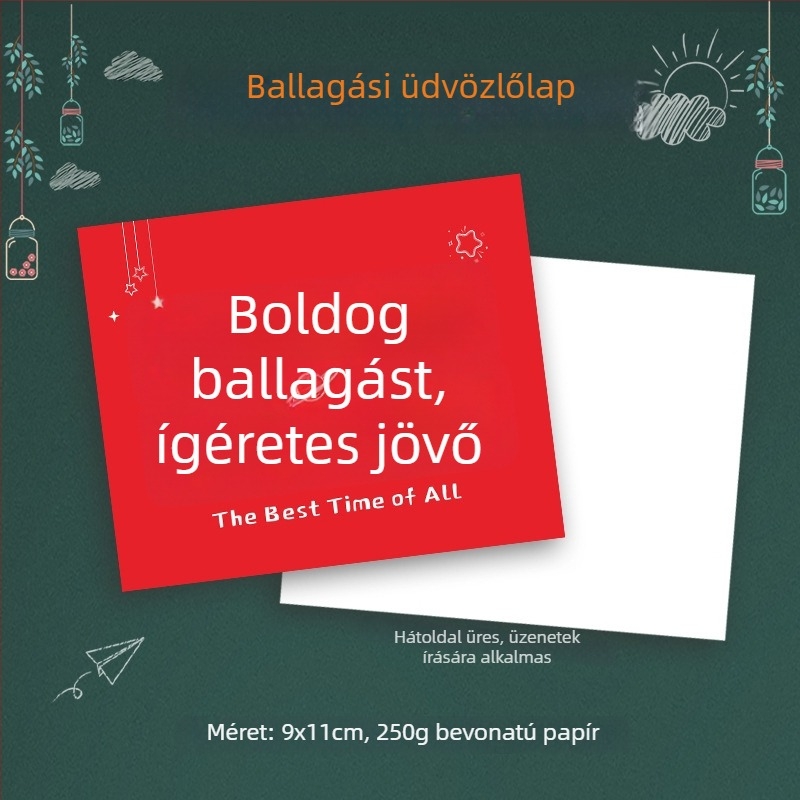 Diplomás virágcsokor és kézzel írt üdvözlőlapok