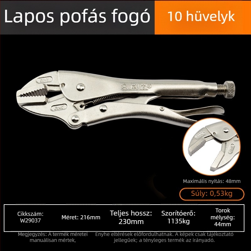 Weida ipari kategóriájú nehéz fogó – többfunkciós rögzítő és univerzális csőfogó faszereléshez, kézi zárás, kerek száj, 10 hüvelyk