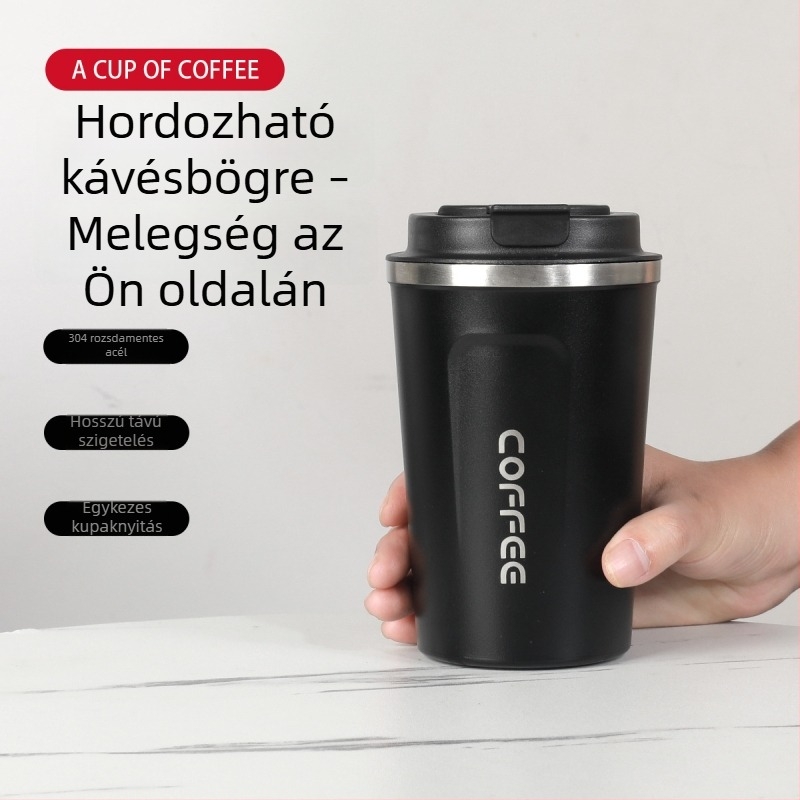 Második generációs rozsdamentes acélból készült kávés pohár hőmérséklet-kijelzővel, hordozható autó pohár, testre szabható logó, ajándék