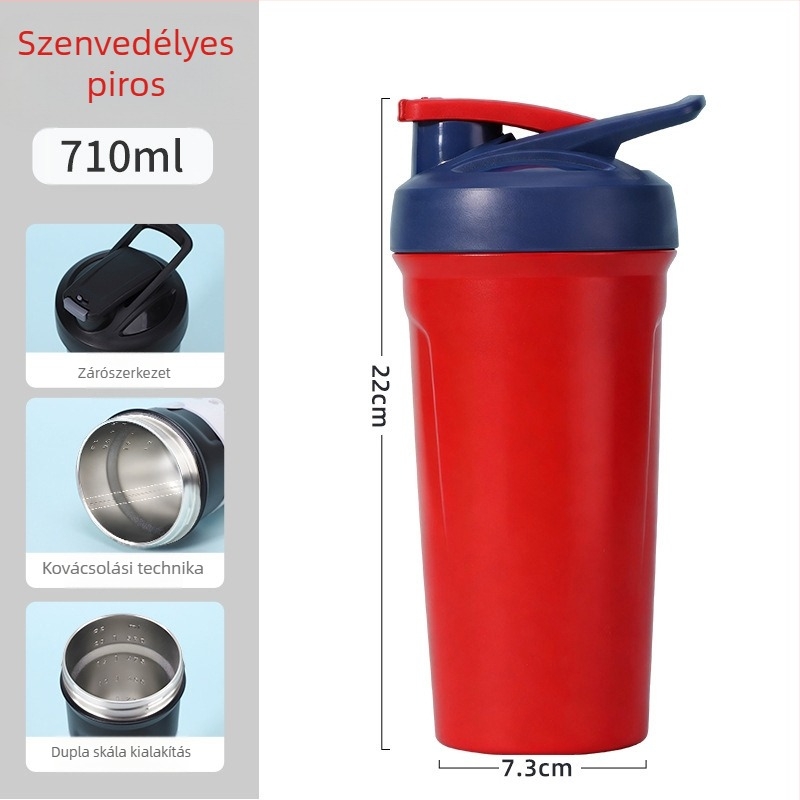 Új nagy kapacitású rozsdamentes acél shaker pohár zárral, hordozható sportos szigetelt pohár kültéren