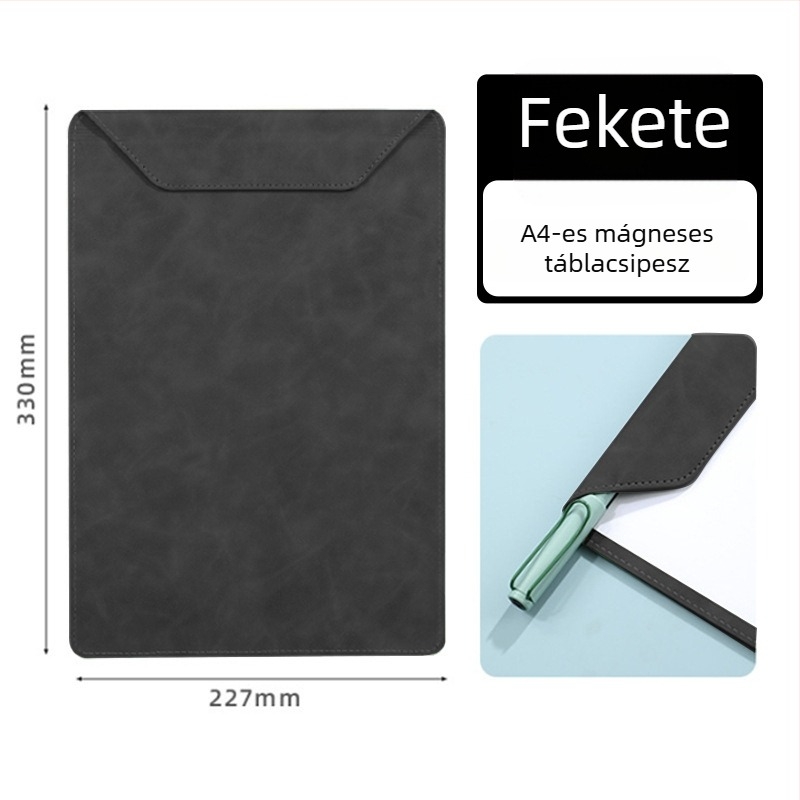 Bőr konferencia pad A4 formátumú asztali lappal, dokumentumklip, jegyzetklip és pohártartó készlet