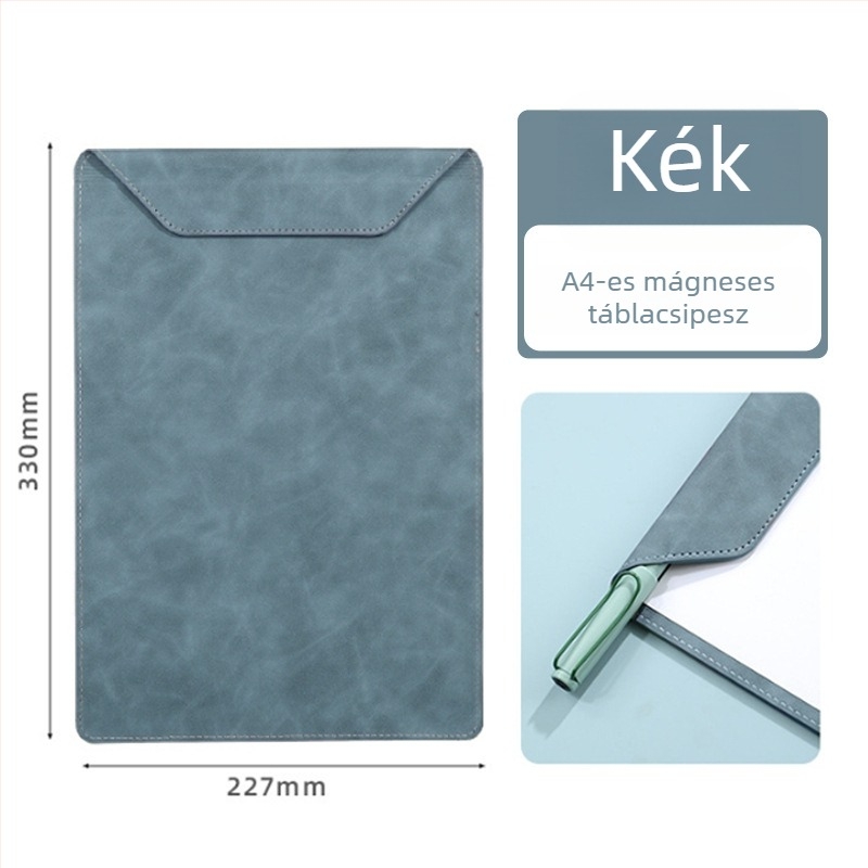 Bőr konferencia pad A4 formátumú asztali lappal, dokumentumklip, jegyzetklip és pohártartó készlet