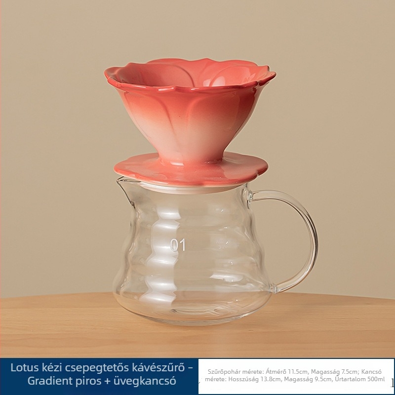 Kézzel készített pour-over kávéfőző szűrővel és mérőskálával, hideg brew pohárral és üveges tálalókészlettel