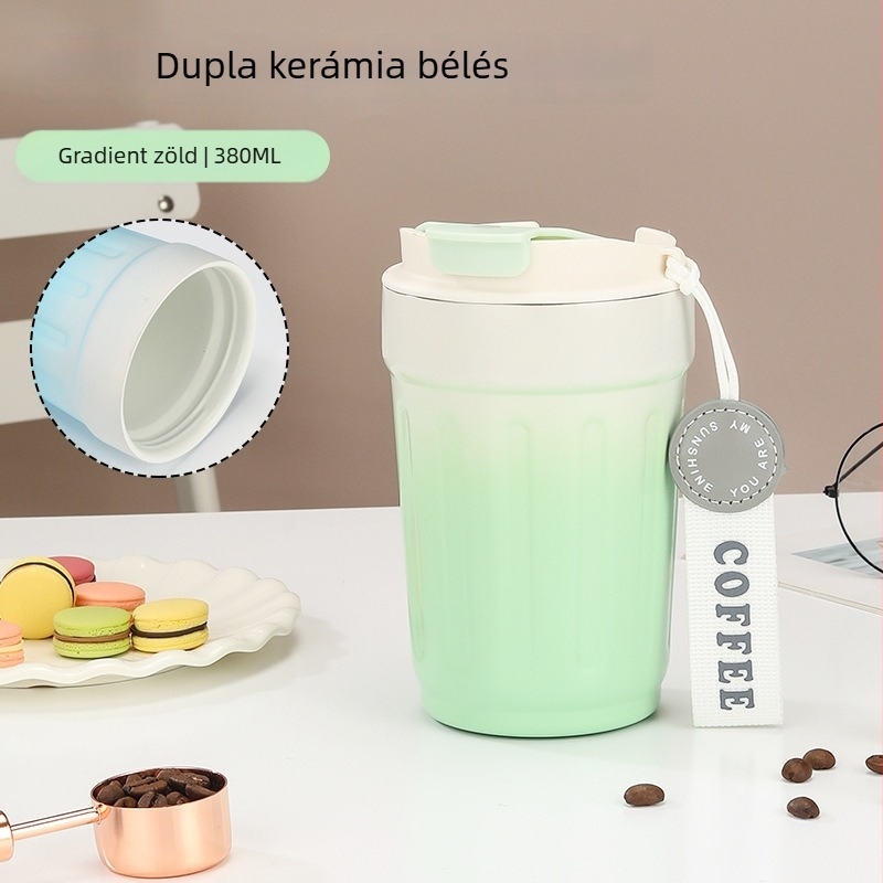 316-os kerámiabelső termosz pohár, hordozható, nagy kapacitású autós kávés pohár, lehajtható fedél