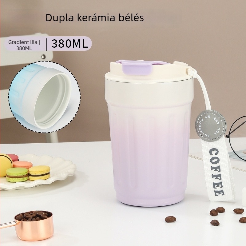 316-os kerámiabelső termosz pohár, hordozható, nagy kapacitású autós kávés pohár, lehajtható fedél