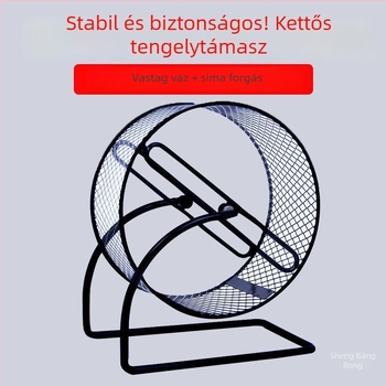 Csendes hörcsög futókerék fém tartóval; műanyag körömreszelő játék