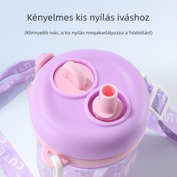 Minimalista műanyag pohár virágos tea dizájnnal, szívócsővel, hordozható kompakt víz pohár diákoknak és pároknak, influencer-stílus