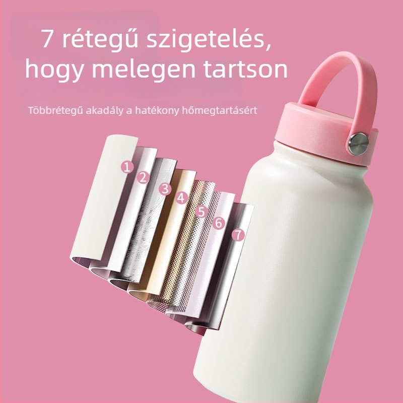 Nagy kapacitású vákuum-szigetelt termosz autó- és szabadtéri használatra — űr-stílusú, hordozható