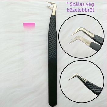 Rozsdamentes acél fiberfejű precíziós csipesz szemöldök és szempillákhoz