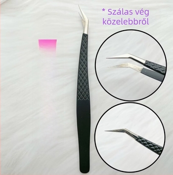 Rozsdamentes acél fiberfejű precíziós csipesz szemöldök és szempillákhoz