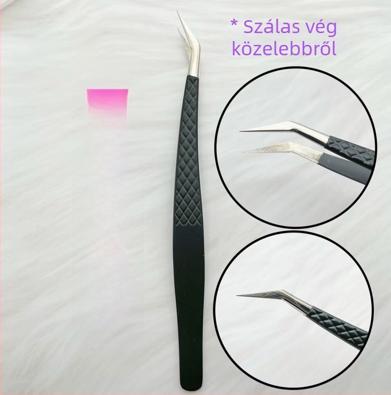Rozsdamentes acél fiberfejű precíziós csipesz szemöldök és szempillákhoz