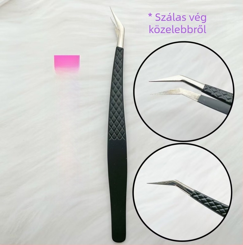 Rozsdamentes acél fiberfejű precíziós csipesz szemöldök és szempillákhoz