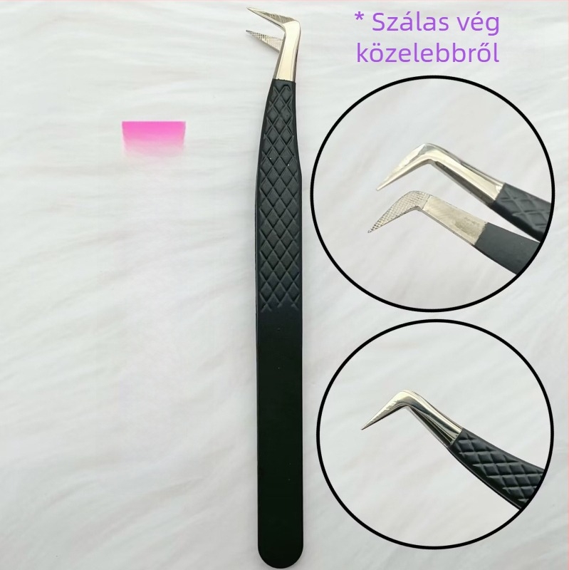 Rozsdamentes acél fiberfejű precíziós csipesz szemöldök és szempillákhoz