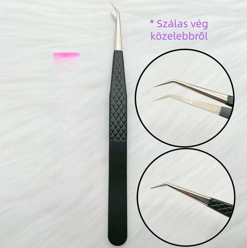 Rozsdamentes acél fiberfejű precíziós csipesz szemöldök és szempillákhoz